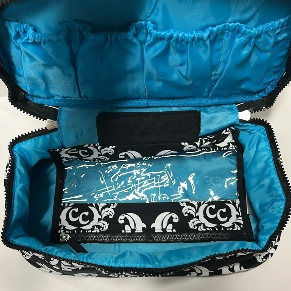 🆕 Travel Pouch for Makeup, Tech, Chargers and Much More Teal Black White